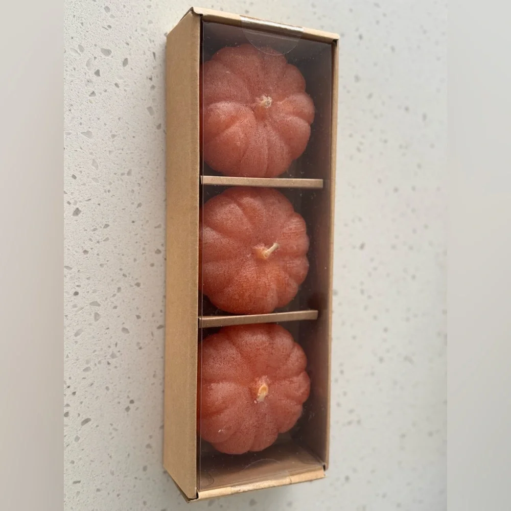 New! Crate&Barrel Pumpkin-Shaped Candles Set of 3